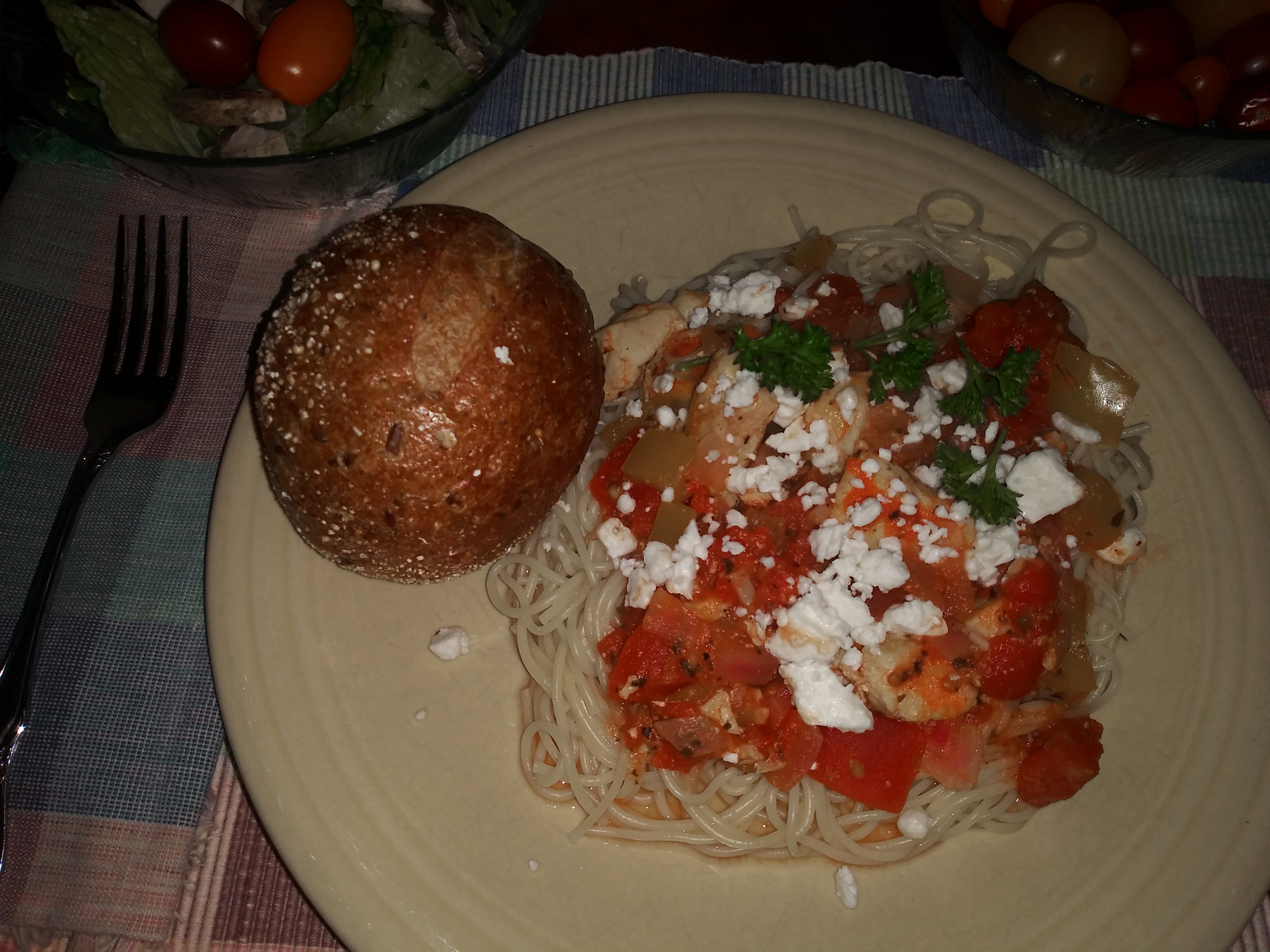 Greek chicken with pasta